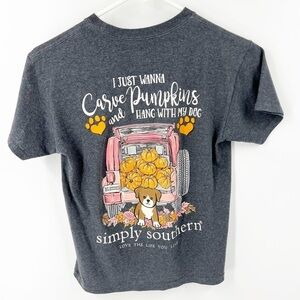 ✅ SIMPLY SOUTHERN YOUTH SMALL I WANNA CARVE PUMPKINS COTTON SHORT SLEEVE T-SHIRT